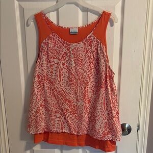 Columbia Vibrant Coral Orange and White Tank Top